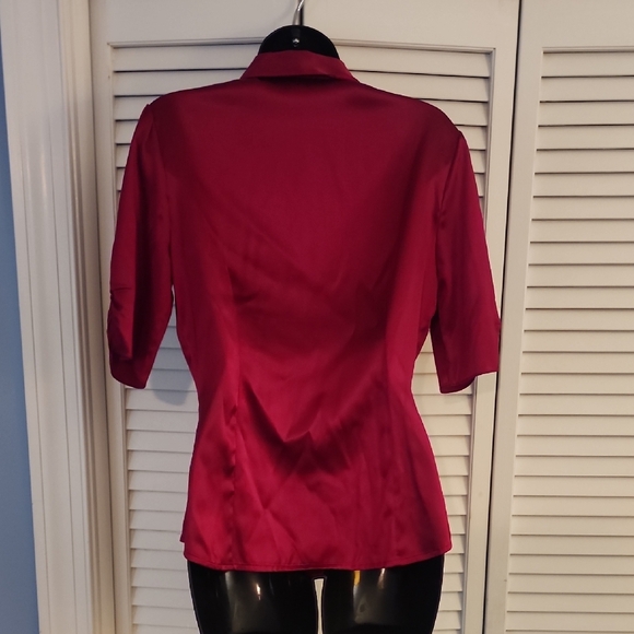 Express Deep Red Ruffled Blouse - Picture 3 of 5